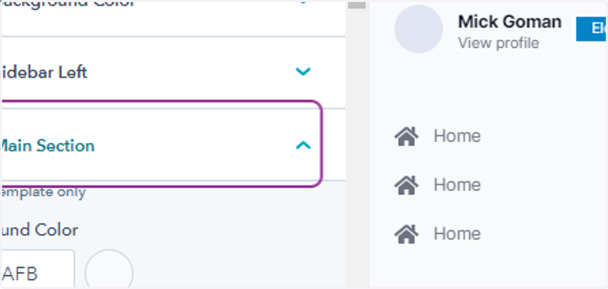 Click on Global Main Section