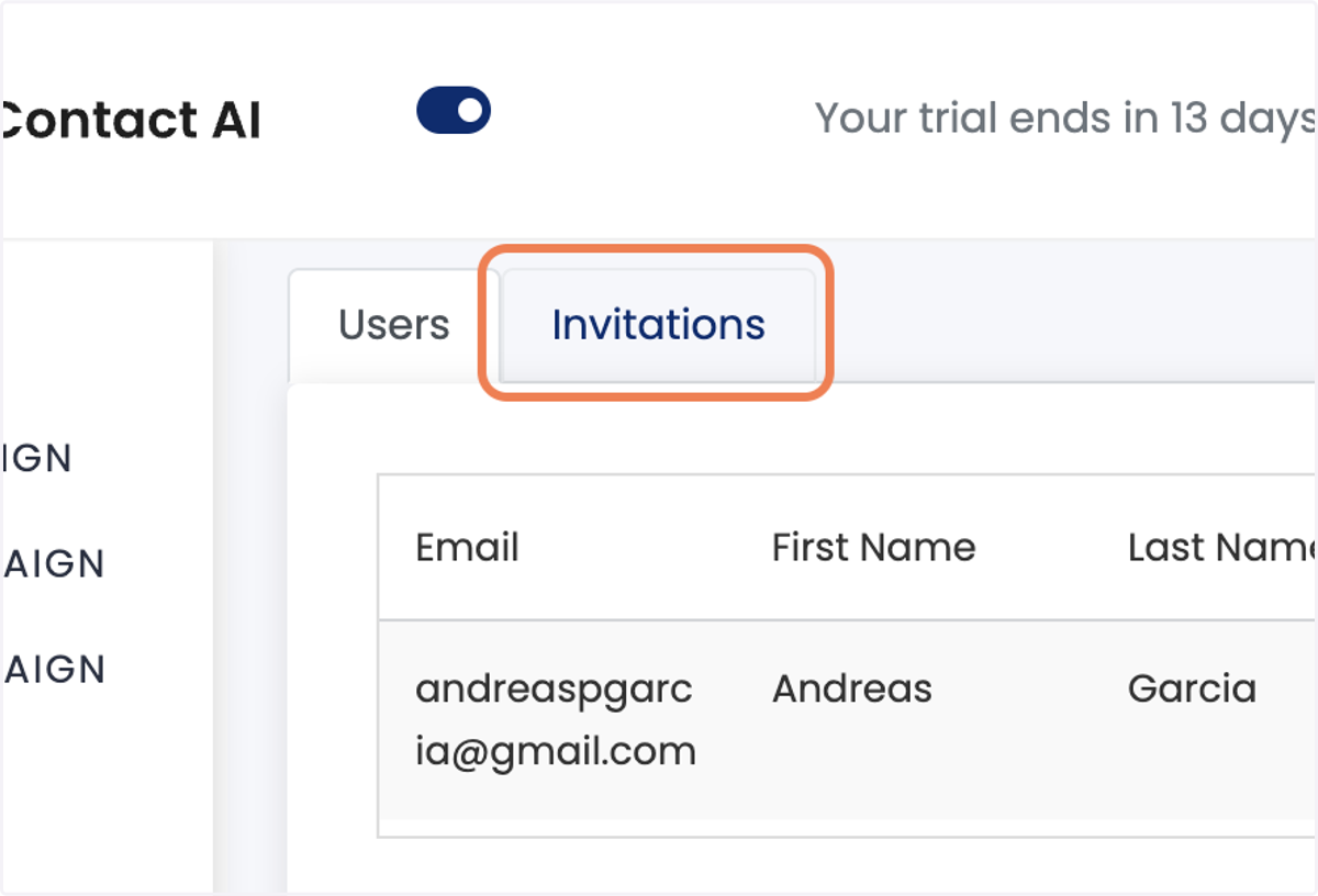 Click on Invitations