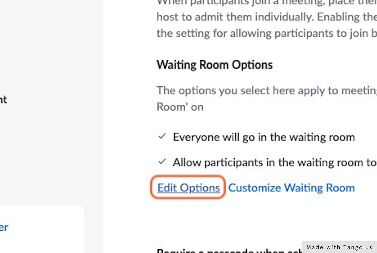 Click on Edit Options under the WAITING ROOM OPTIONS header