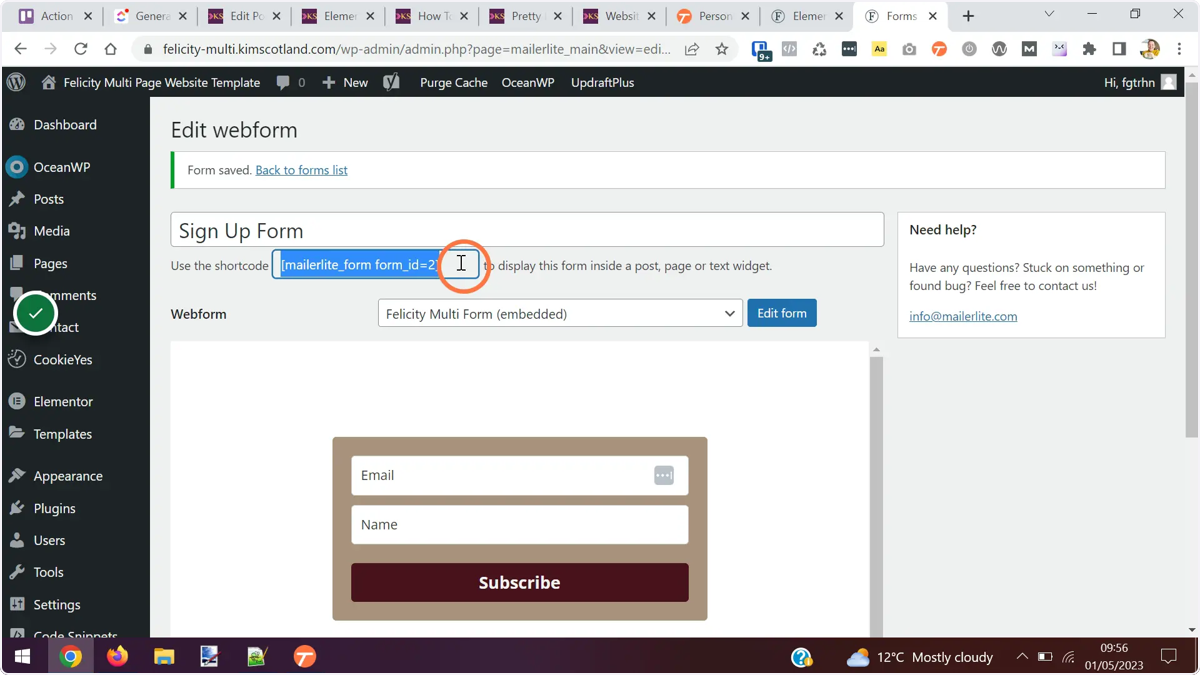 The user clicking the shortcode.