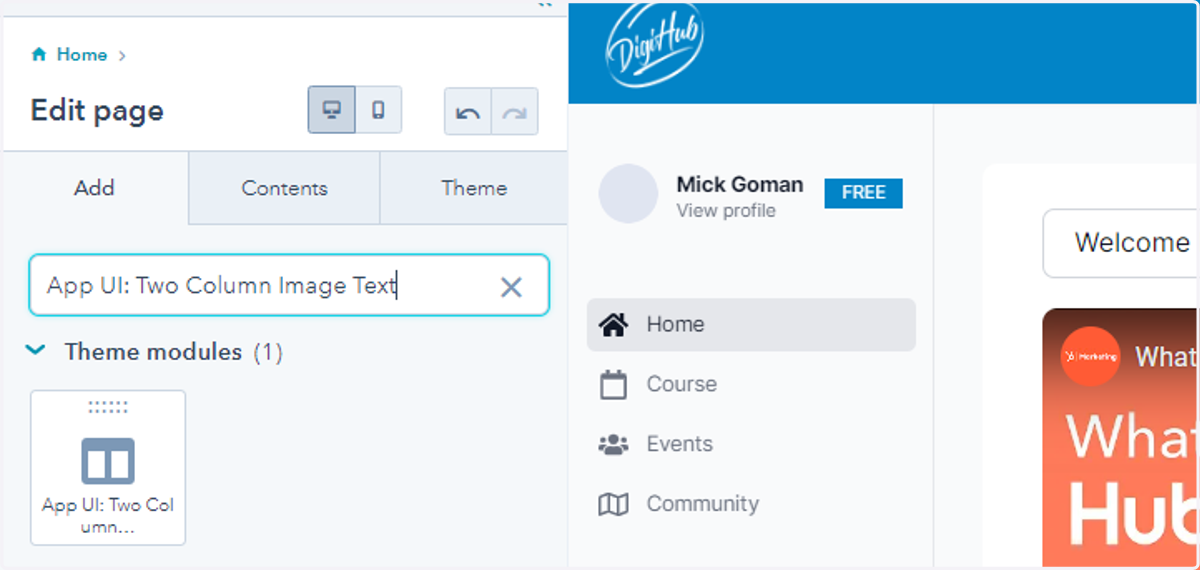 Paste "App UI: Two Column Image Text" into input