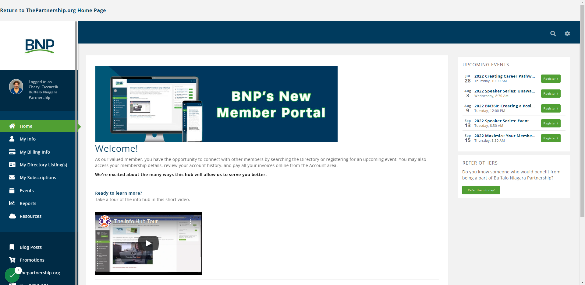 Go to the Member Portal landing page