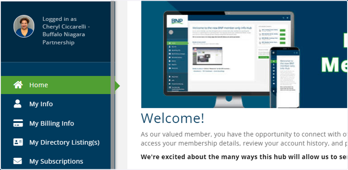 Go to the Member Portal landing page