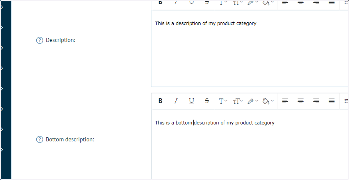 Fill some category description information