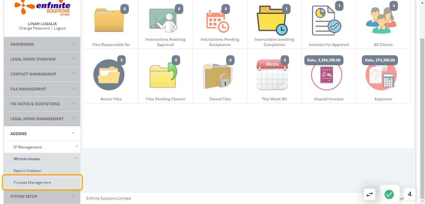 Click on Process Management link