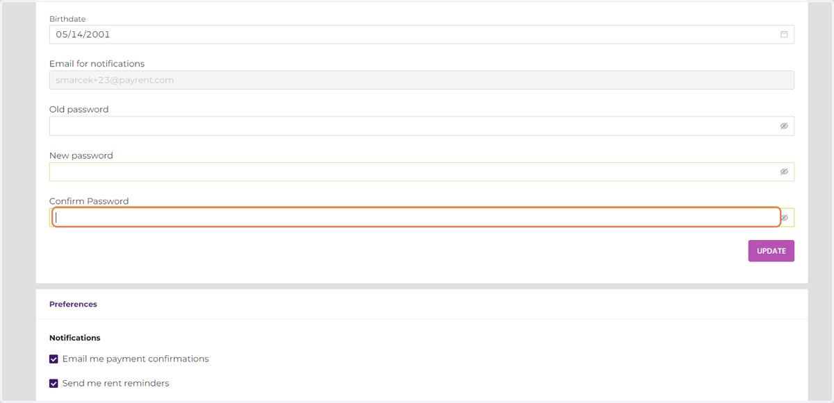 Enter the new password a second time.