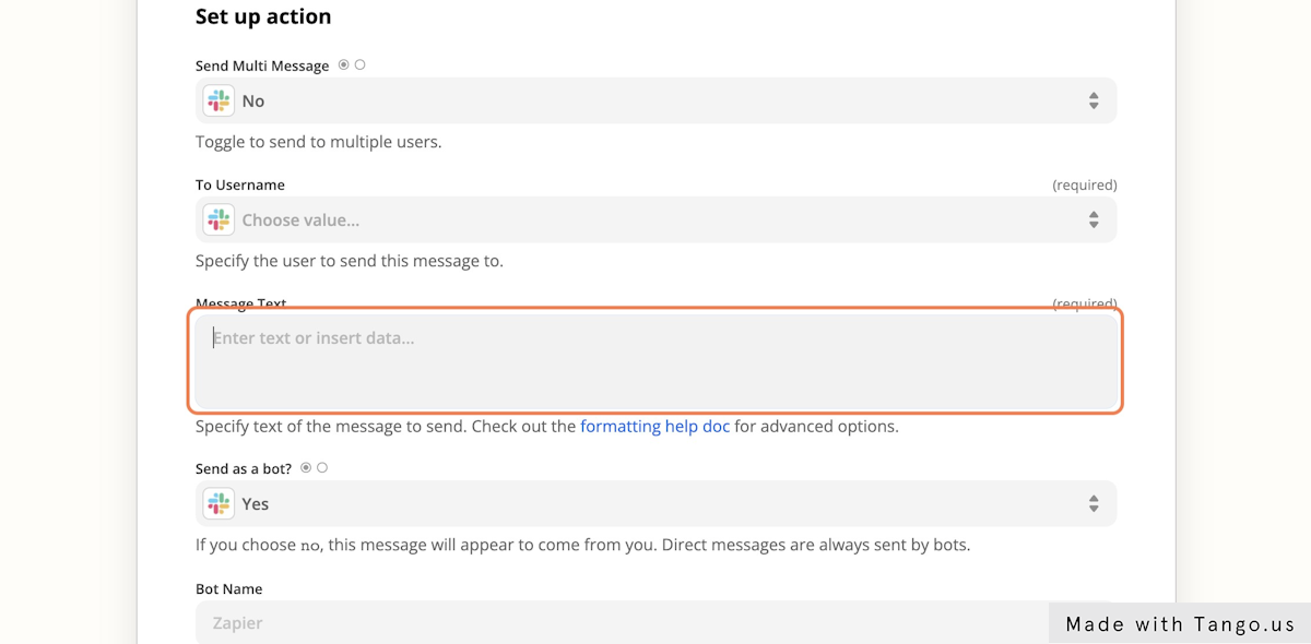 You can set a message that describes why the user is getting a message from Zapier