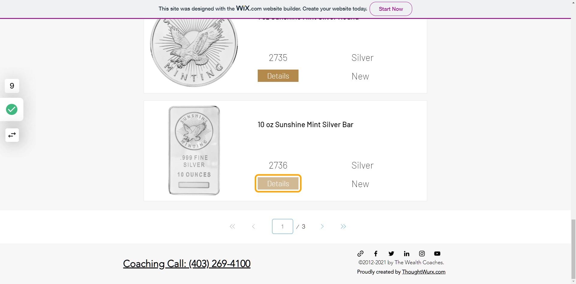 Click on Details to learn more about the item.