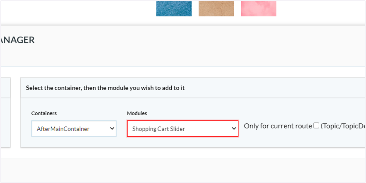 Click on Shopping Cart Slider
