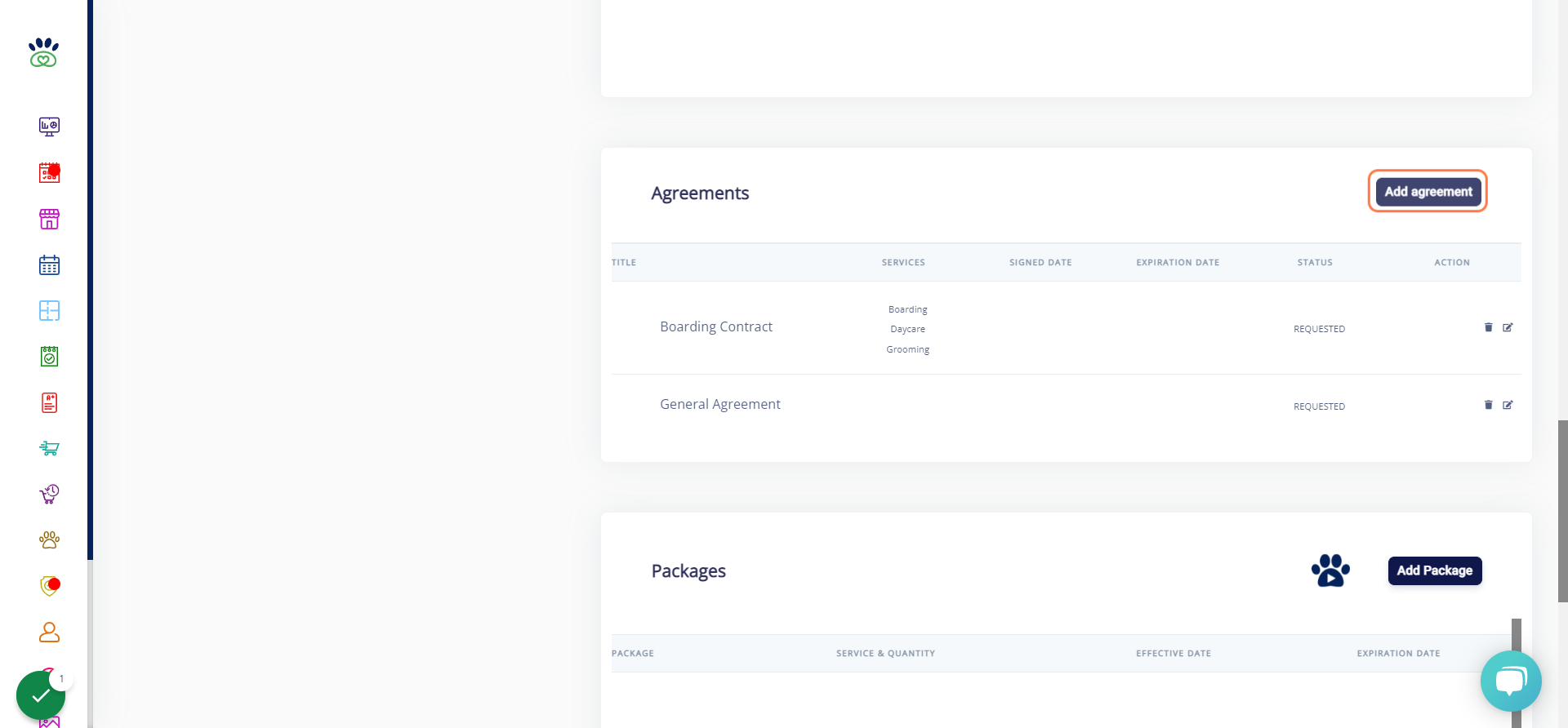 Click on Add agreement, in the agreements section.