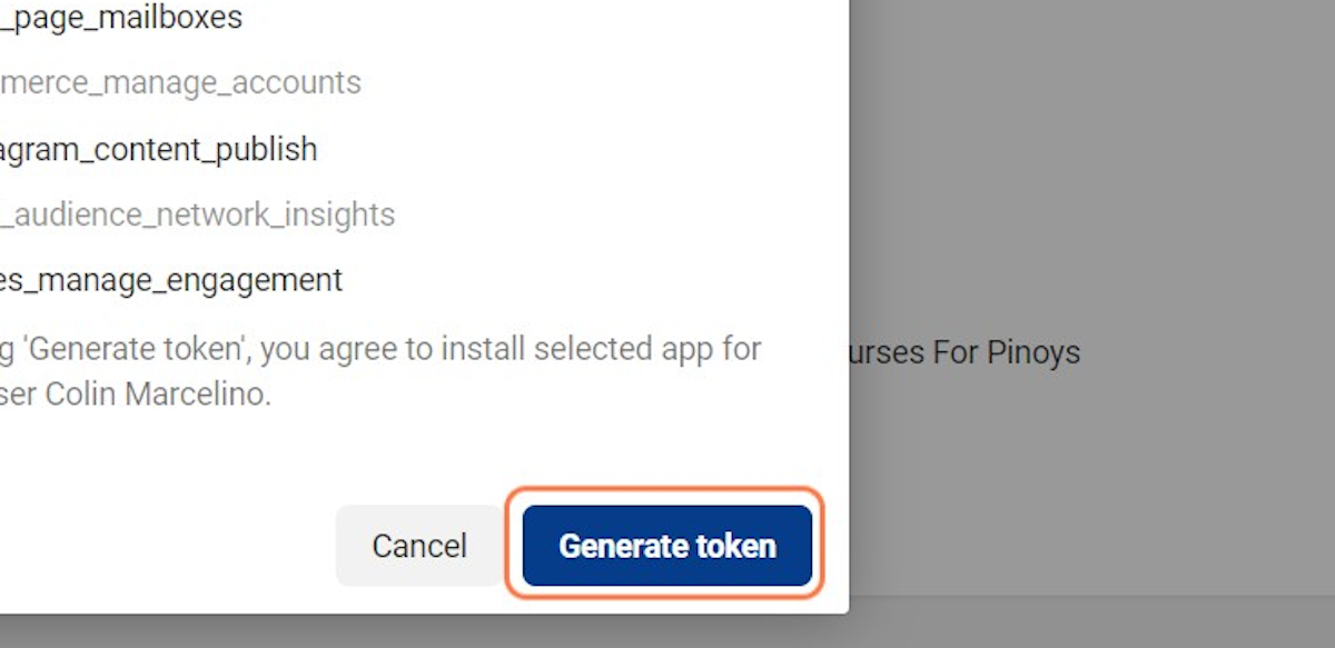 Click on Generate token