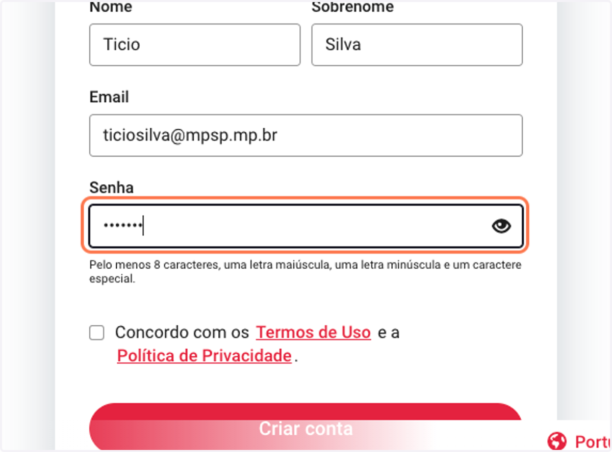 Crie uma senha forte