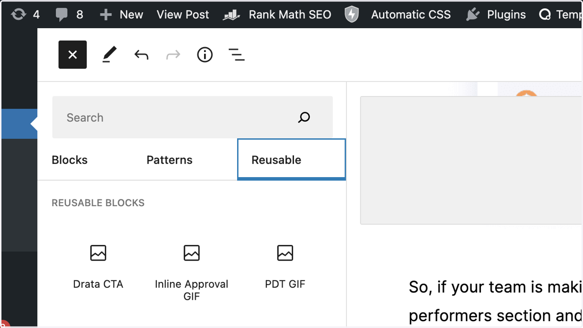 Click on Reusable