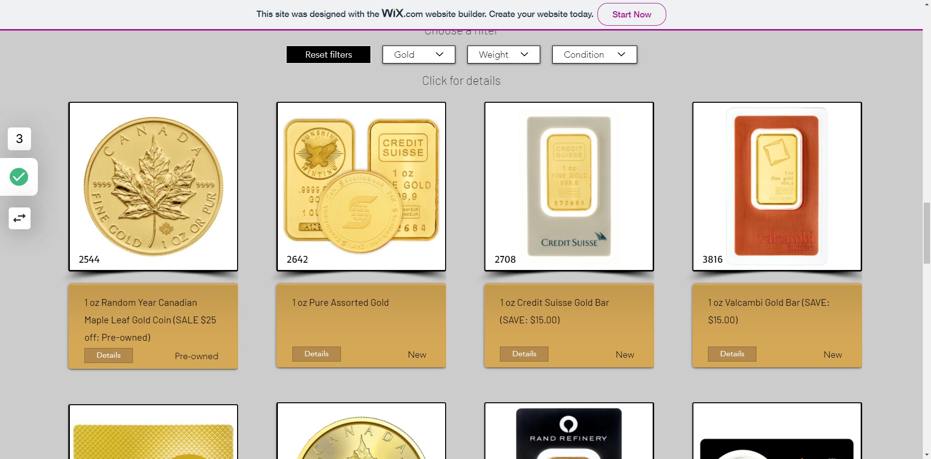 Click on Metal Button and choose either Gold or Silver from the dropdown