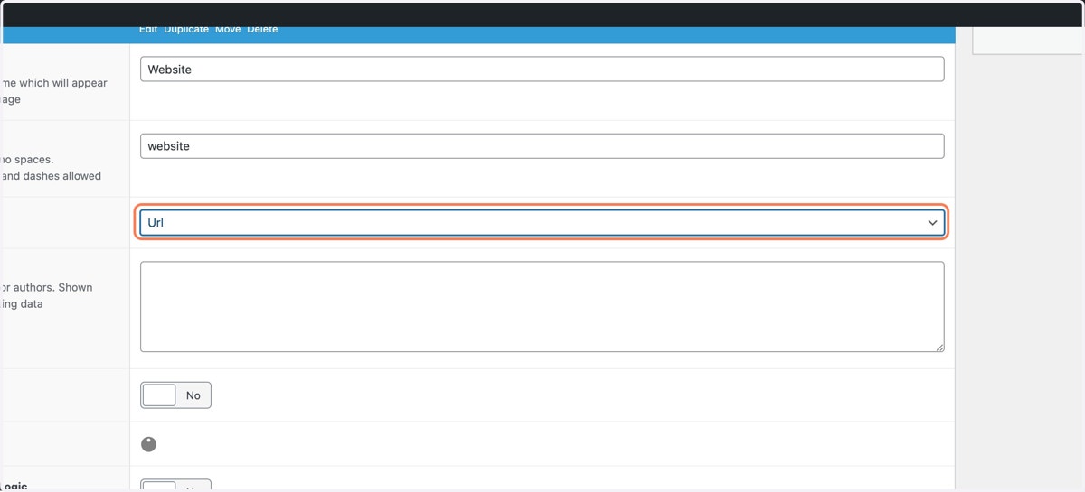 Select Url from Field Type