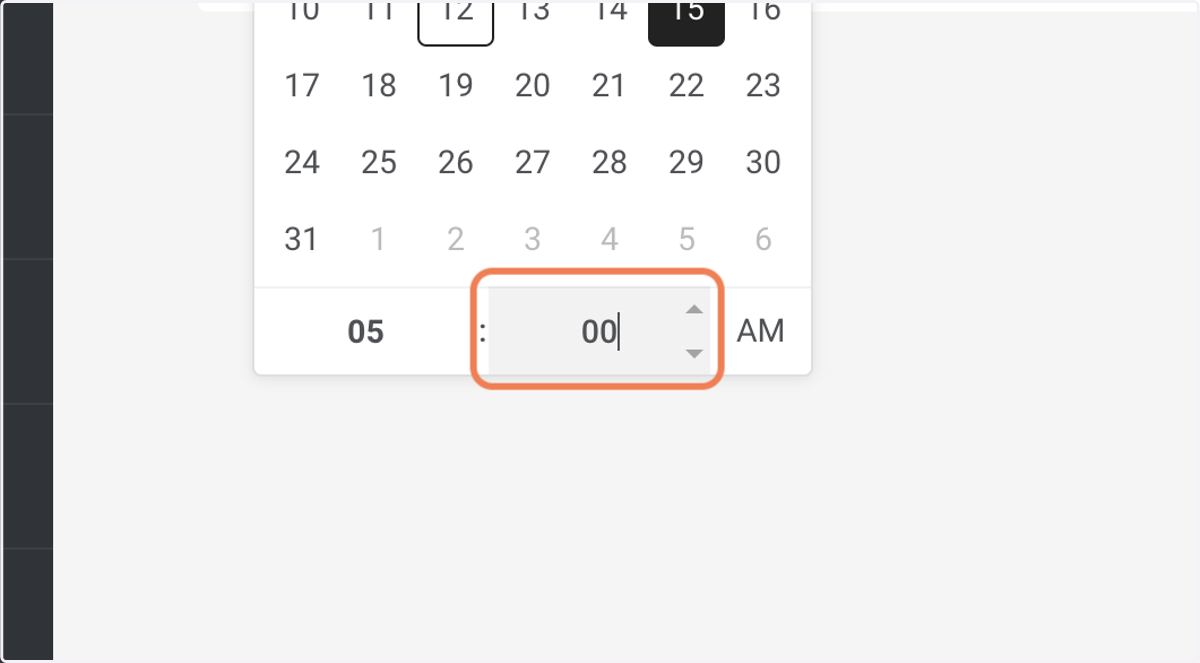 Select event start time.