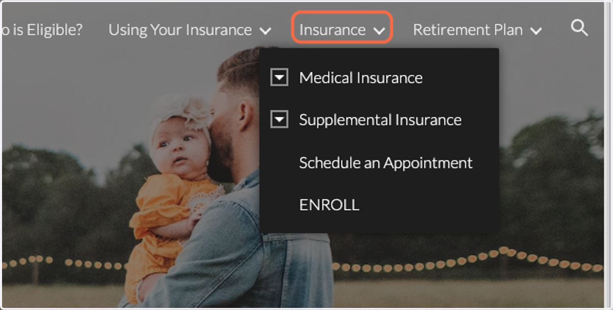 To See Medical Plan Options Click on the "Insurance" tab