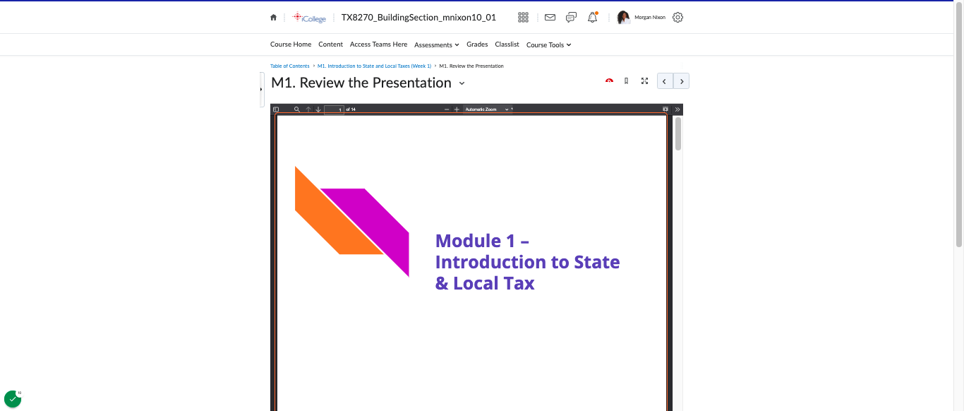 Module Component 1: Templated PPT slide decks appearing in each module that match the course aesthetic