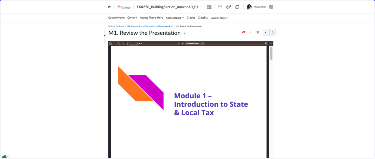 Module Component 1: Templated PPT slide decks appearing in each module that match the course aesthetic