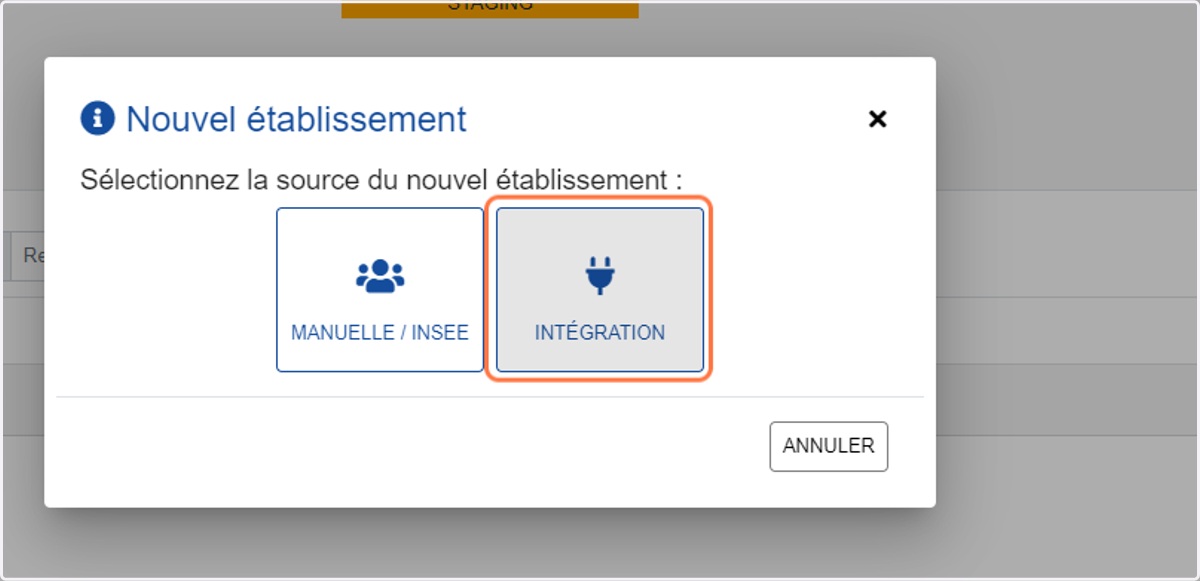 Cliquer sur "INTÉGRATION"