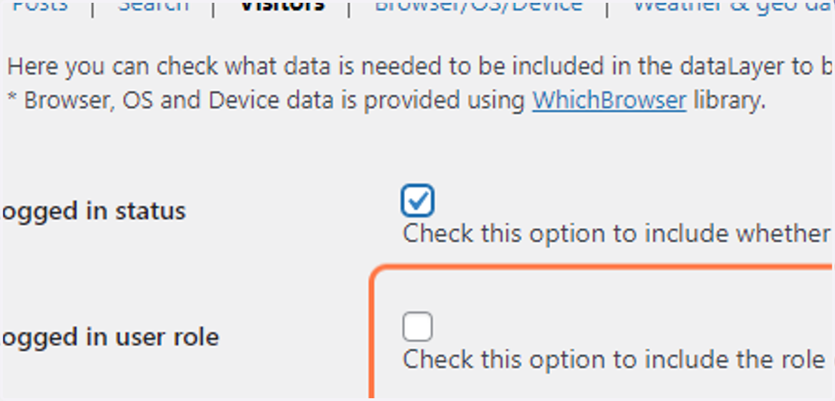 Check Logged in status checkbox