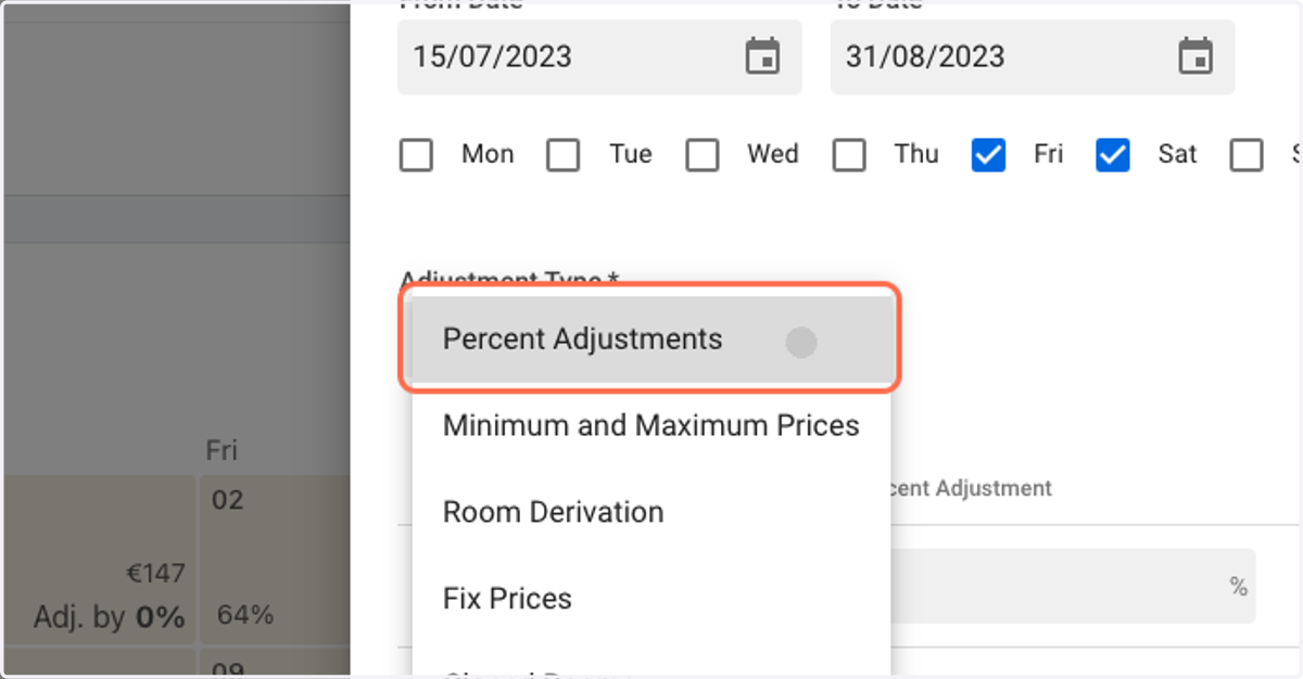 Here we shall demonstrate the 'Percent Adjustments' feature.