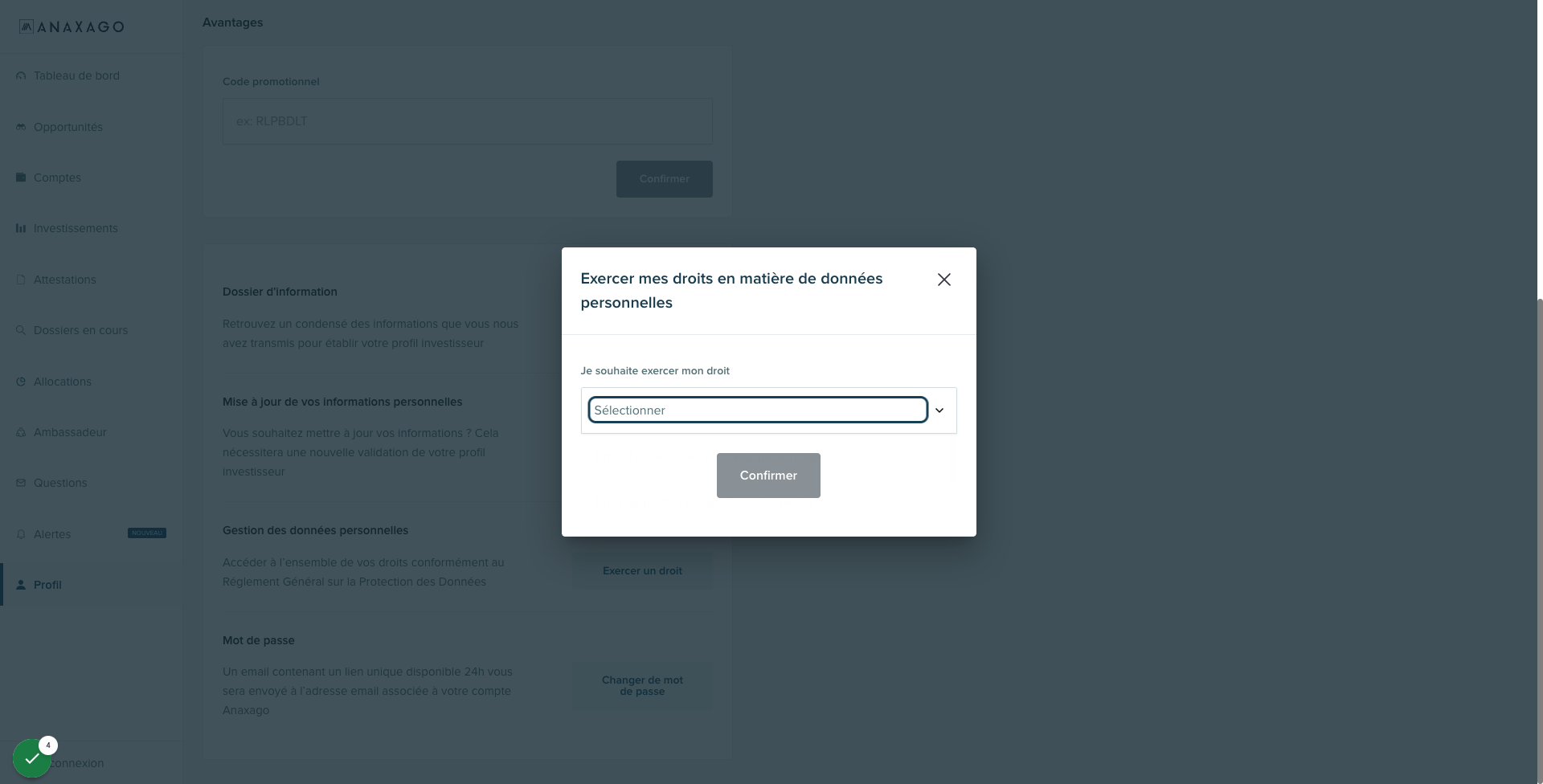 Cliquer sur le menu déroulant.