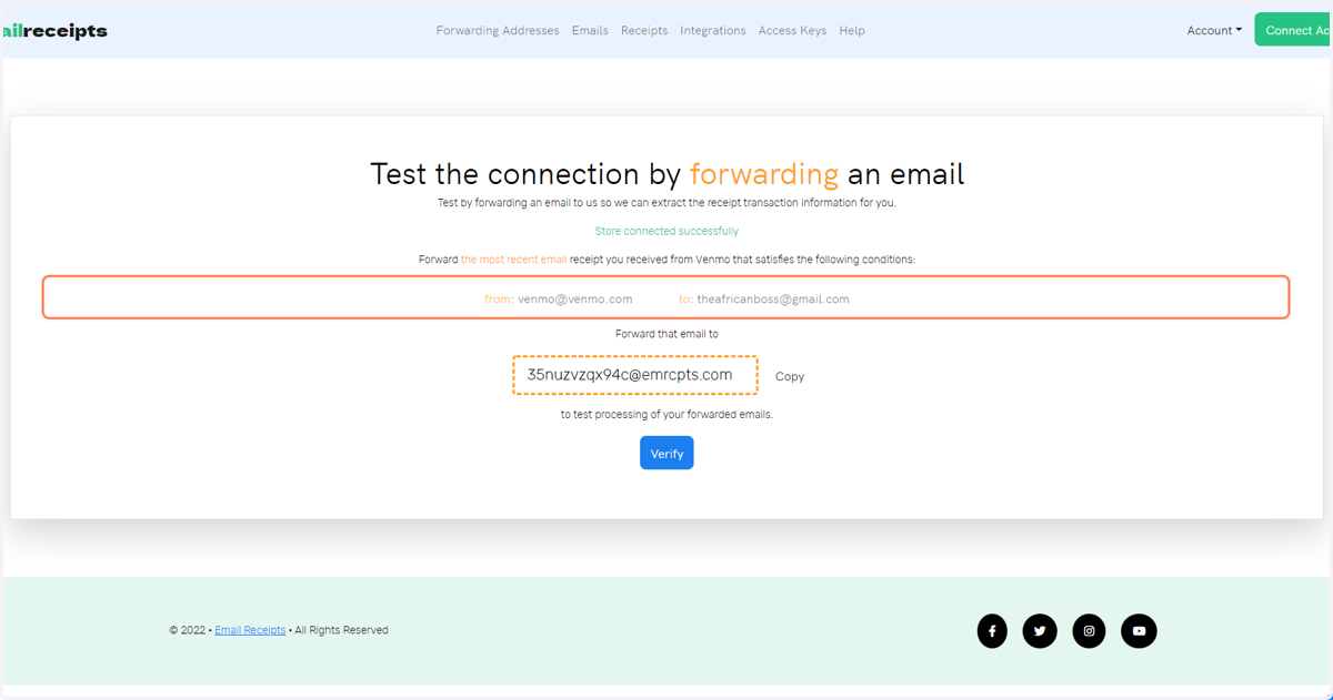 Read the instructions carefully telling you what email to forward for extraction