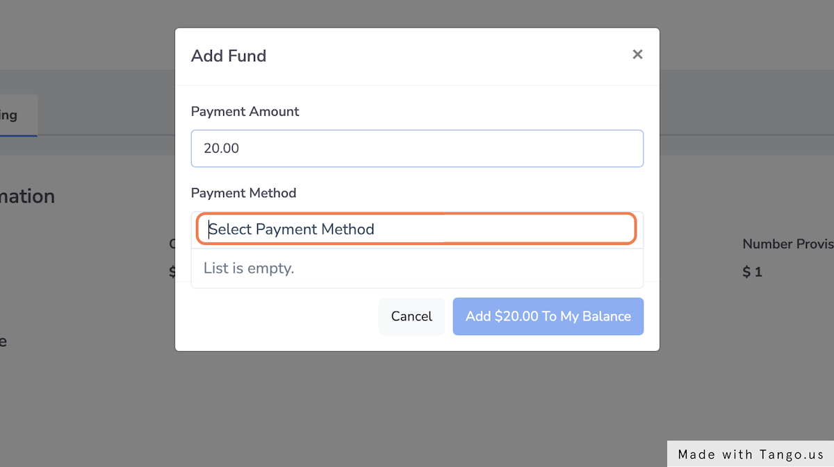 Select Payment Amount and Payment Method