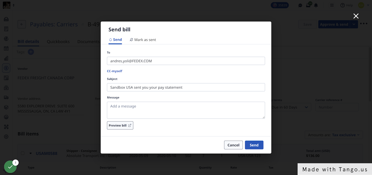 Enter your recipient(s), review the subject and message, and click send.