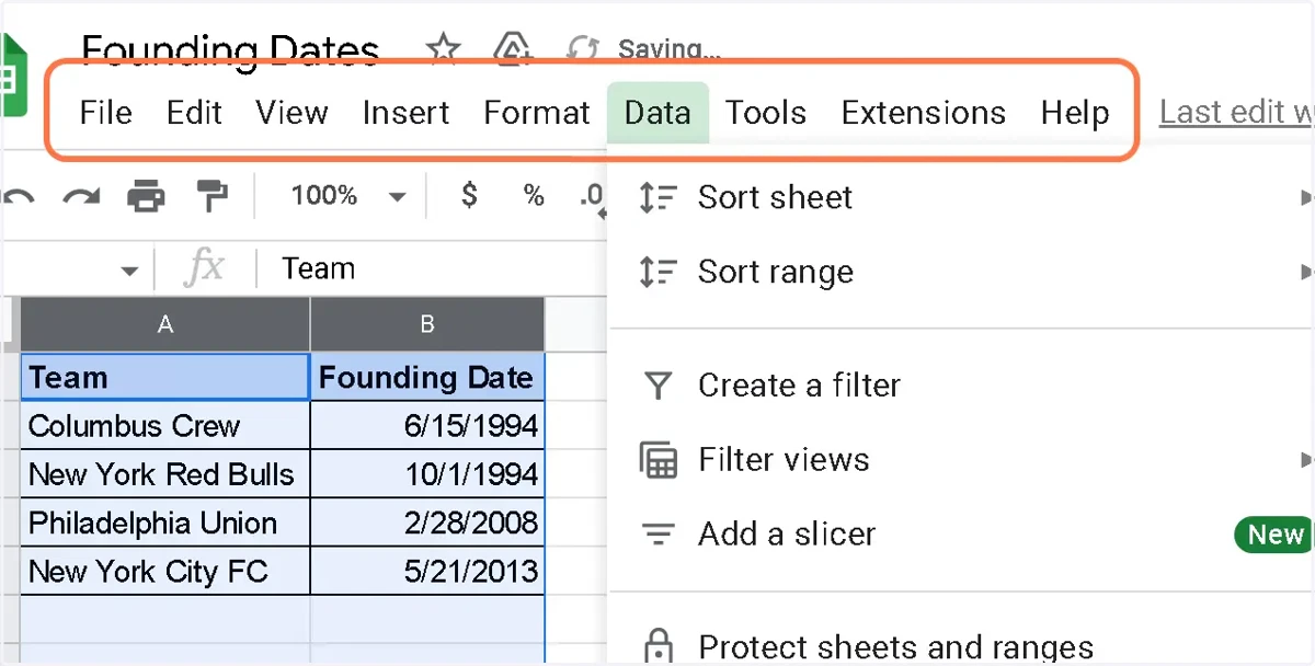 Click on Data