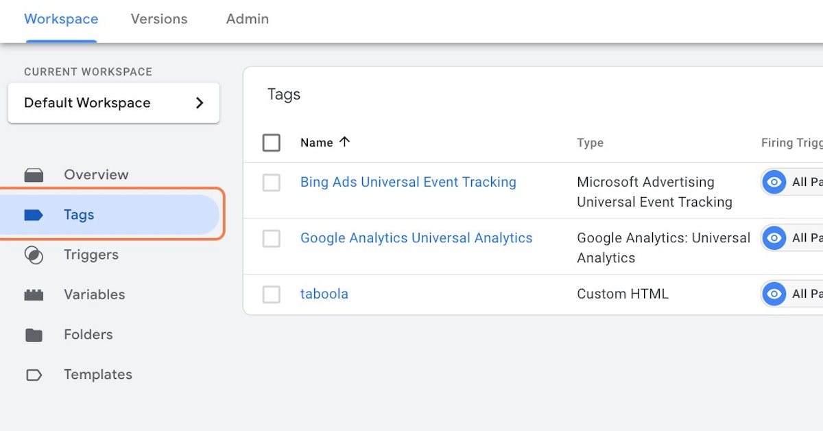 Open your Google Tag Manager Container