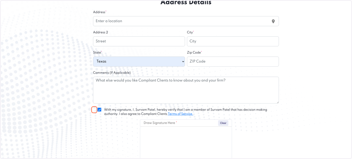 Create Law Firm Account: Enter Law Firm Details
