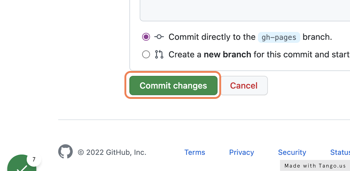 Select "Commit changes"