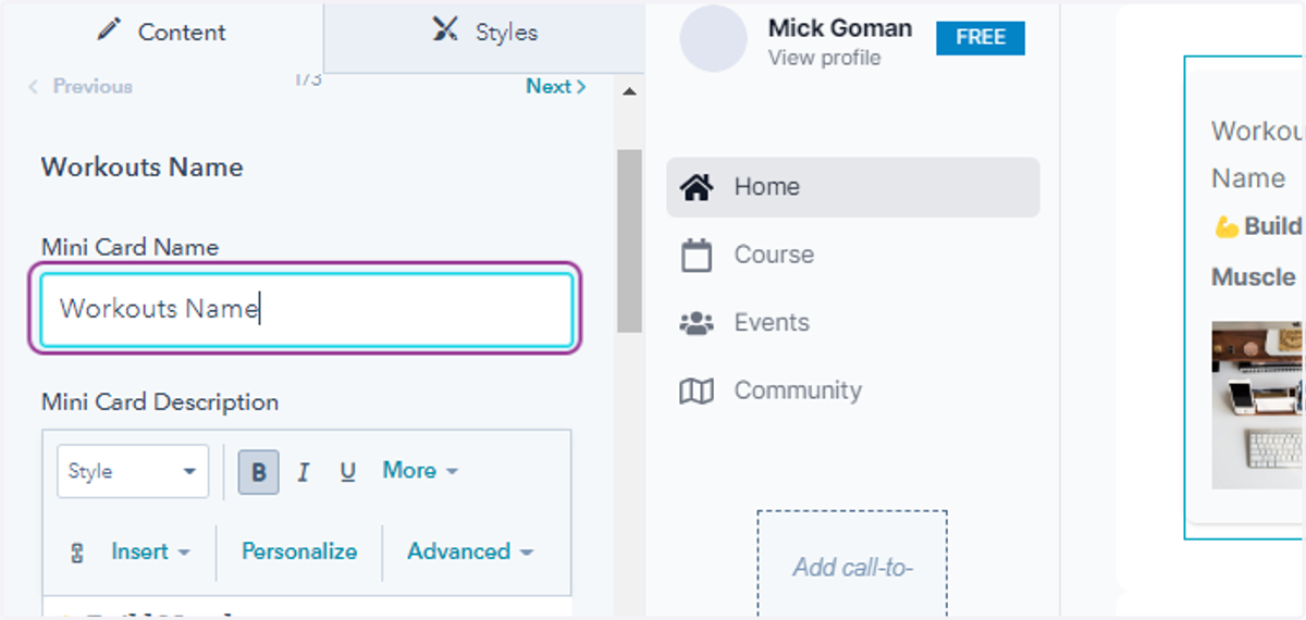 Update "Mini Card Name" field