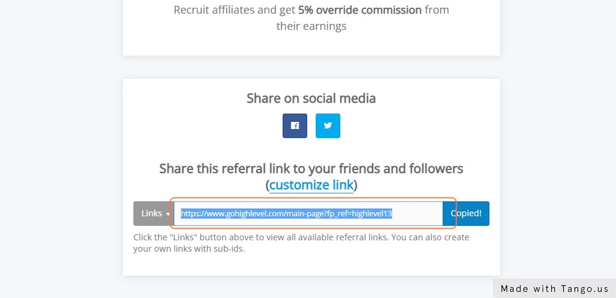 You can find your Affiliate link on the bottom of your affiliate portal home page.