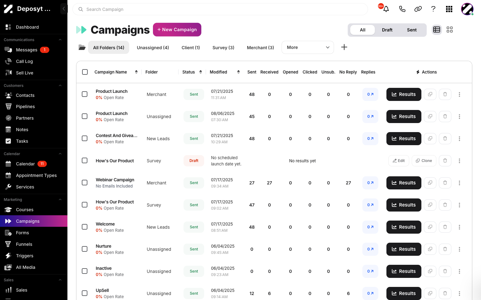 Step 2:  You will then be navigated to Campaigns.