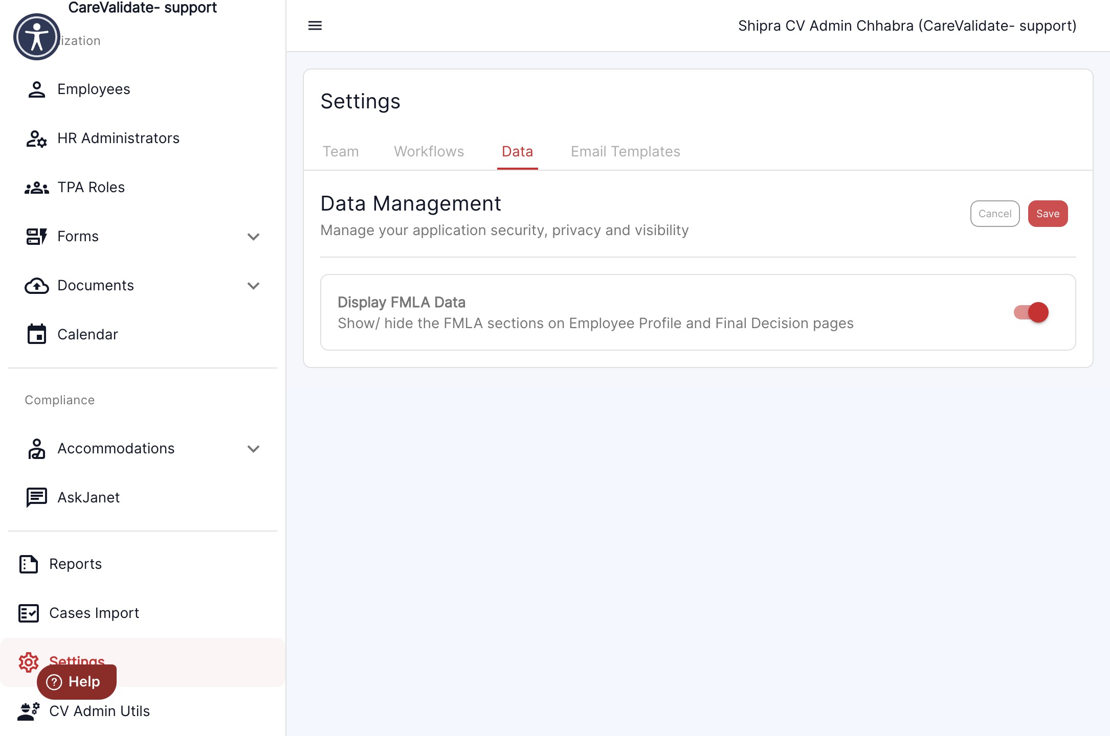 Click on Save to record these settings
