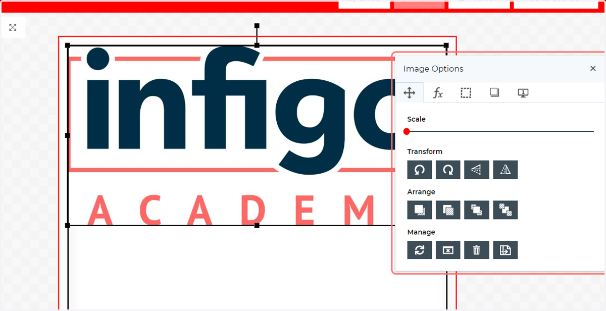 Image Options tab