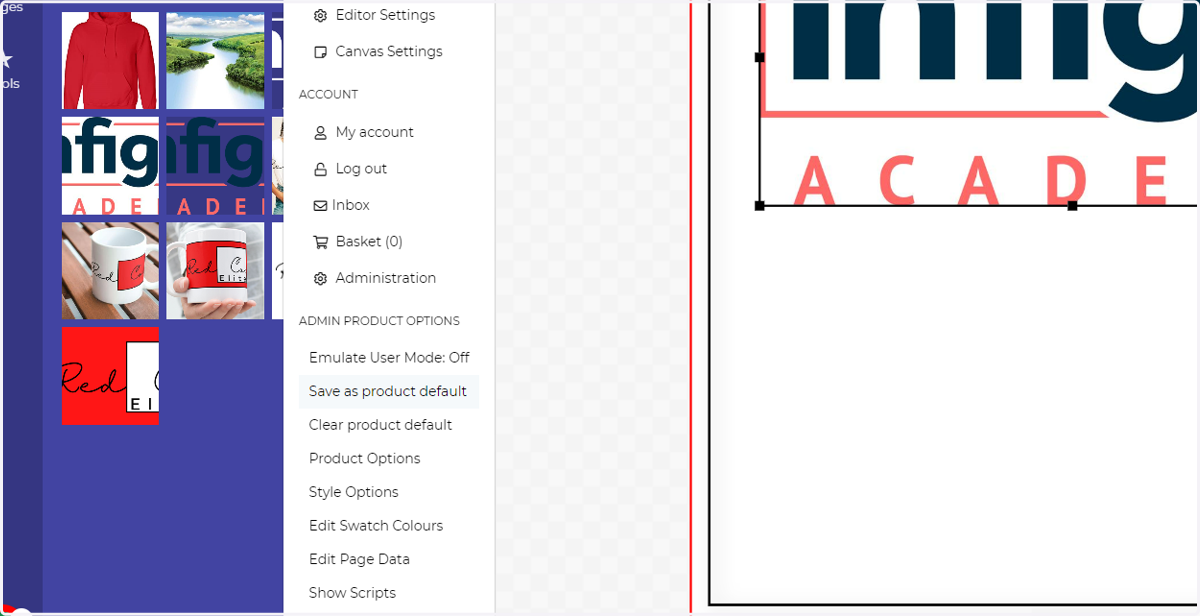 Click on Save as product default