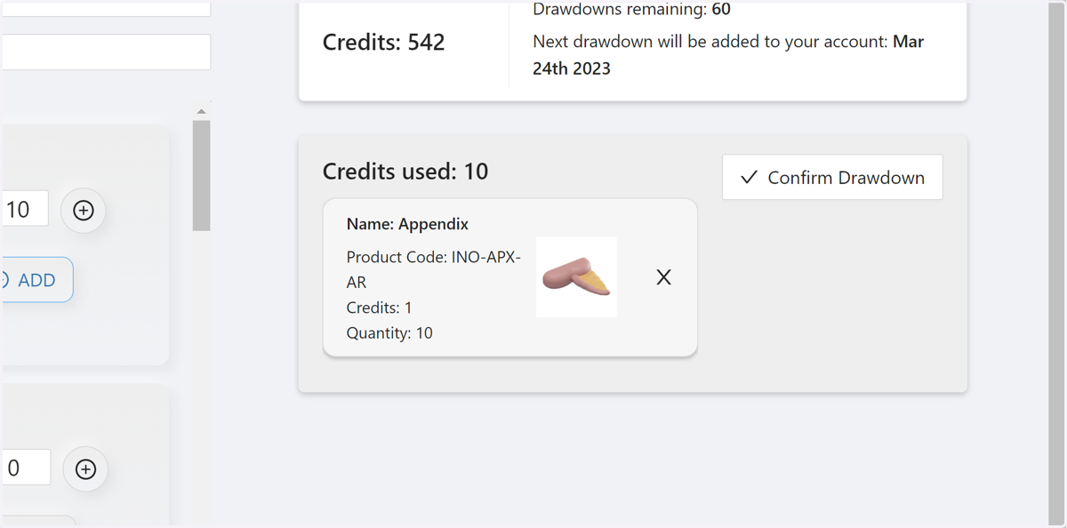 Items will now appear in the checkout area