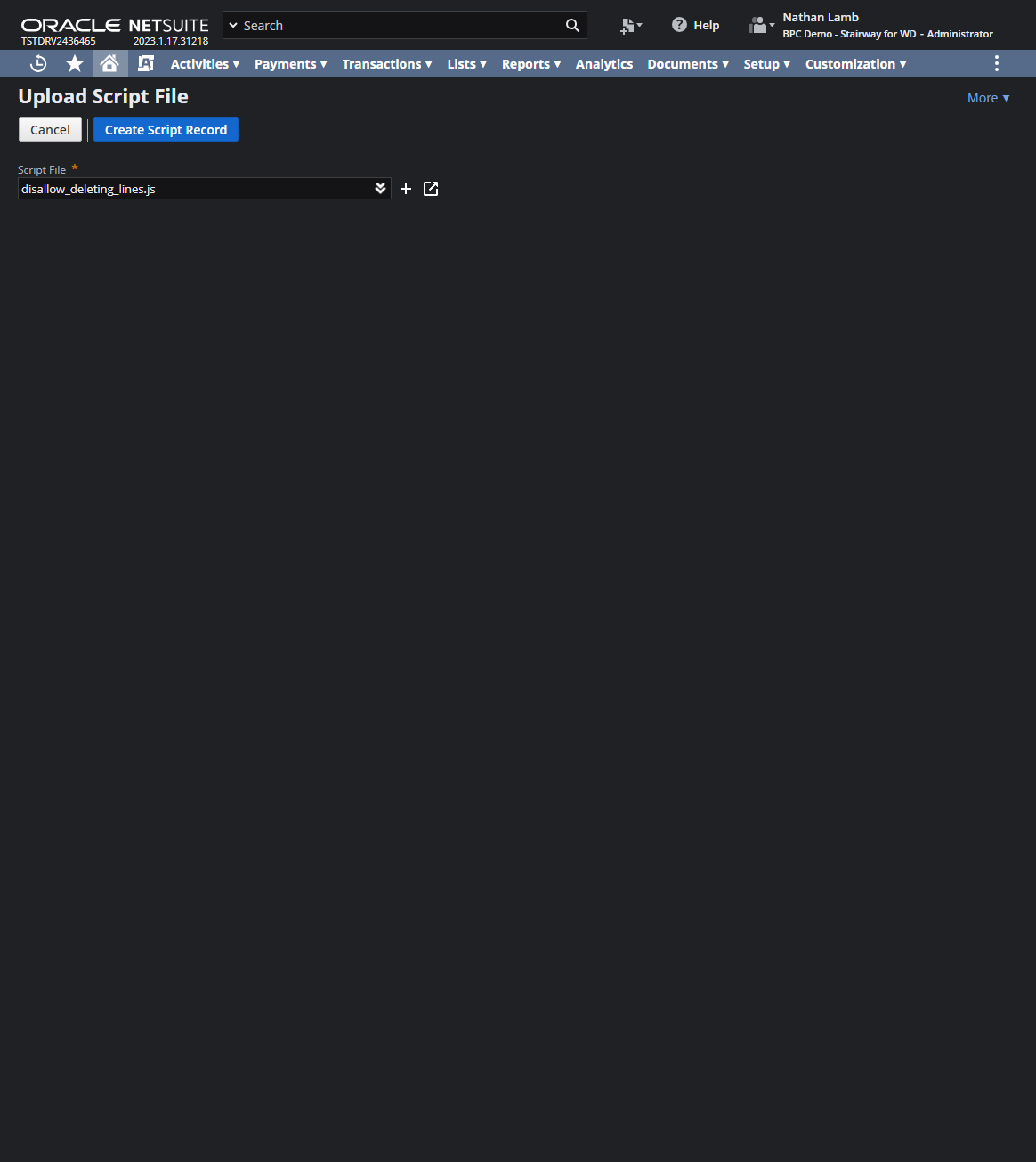 Click on createscript