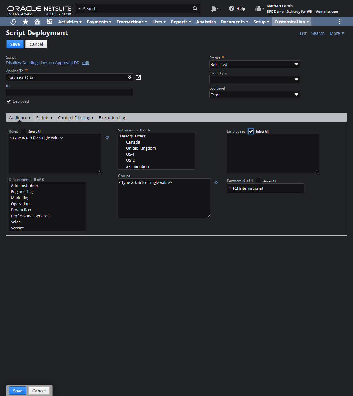 Click on the select all checkbox for roles under the audience tab