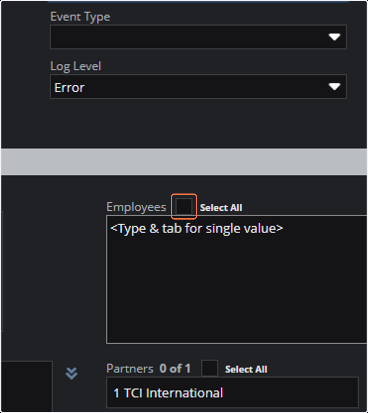 Click the Select All checkbox for employees under the audience tab