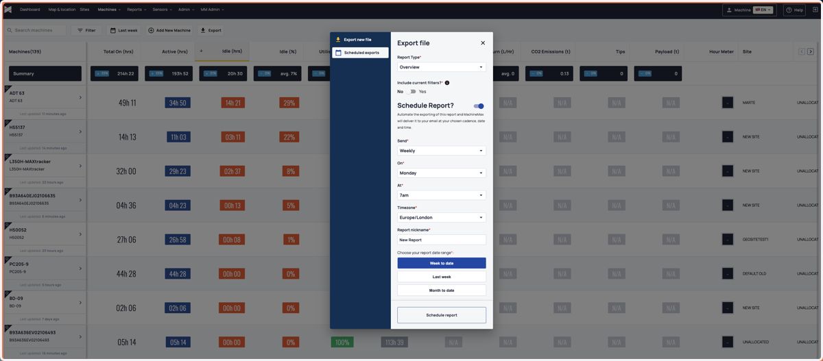 Tailor your reports to suit your business needs with customisable reporting options. Our platform currently supports a range of reporting types, including: Overview, OverviewByShift, Daily, DailyByShift, Focus, Hour Meter, Tips, Geofence Daily, and G
