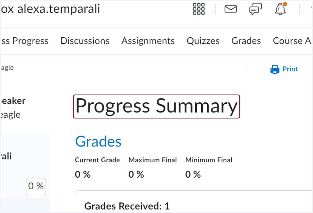 That will take you to the Progress page for the student, where you can get detailed interactions about the student's engagement with the course.