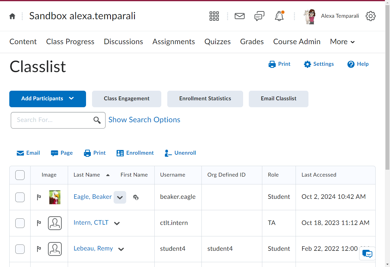 Click on Actions for the student