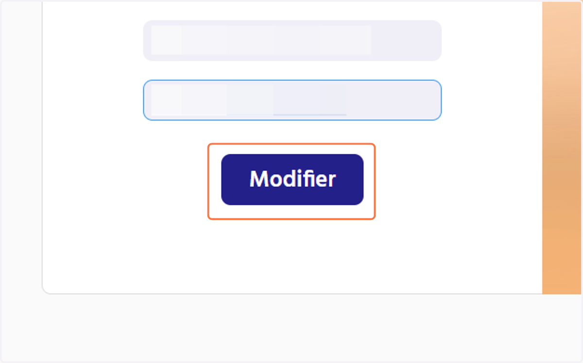Indiquez votre nouveau mot de passe et cliquez sur le bouton "Modifier"