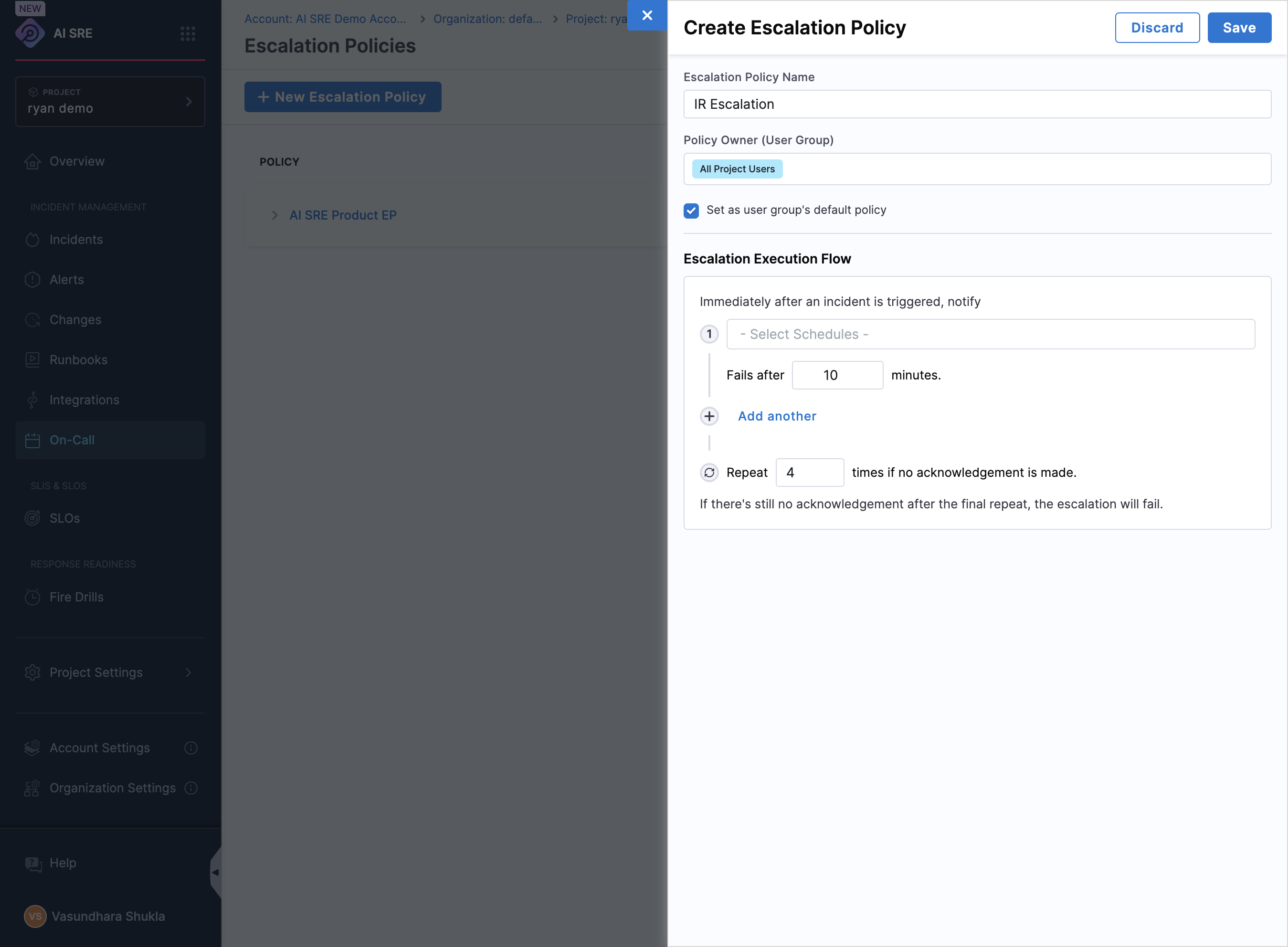 Optionally, you can check the Set as user group's default policy