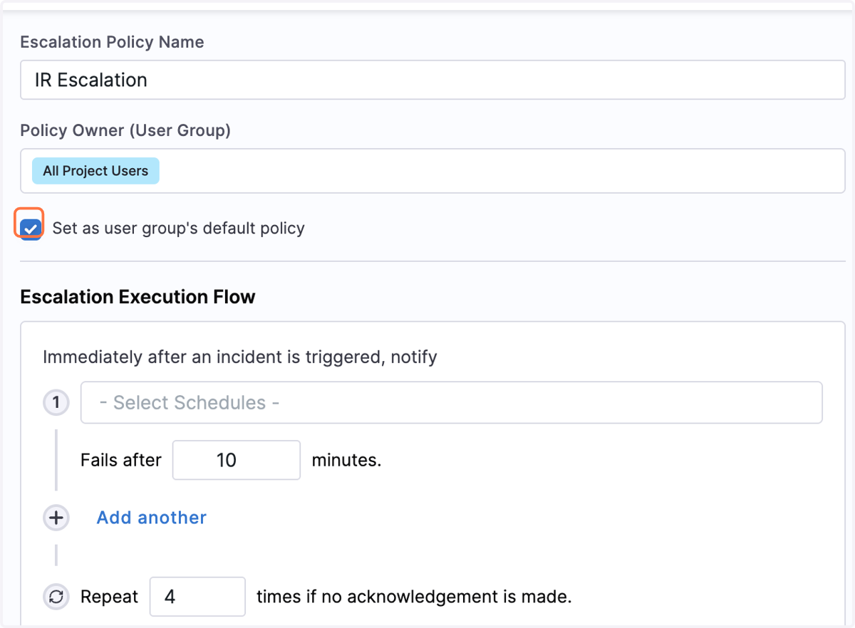 Optionally, you can check the Set as user group's default policy